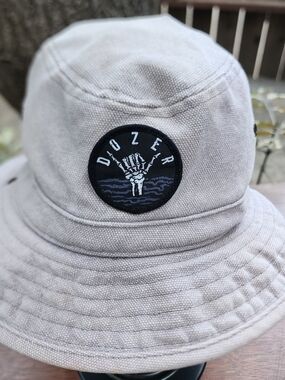 Dozer Bare Bones Grey Reversible Bucket Hat Skeleton Shaka Hand